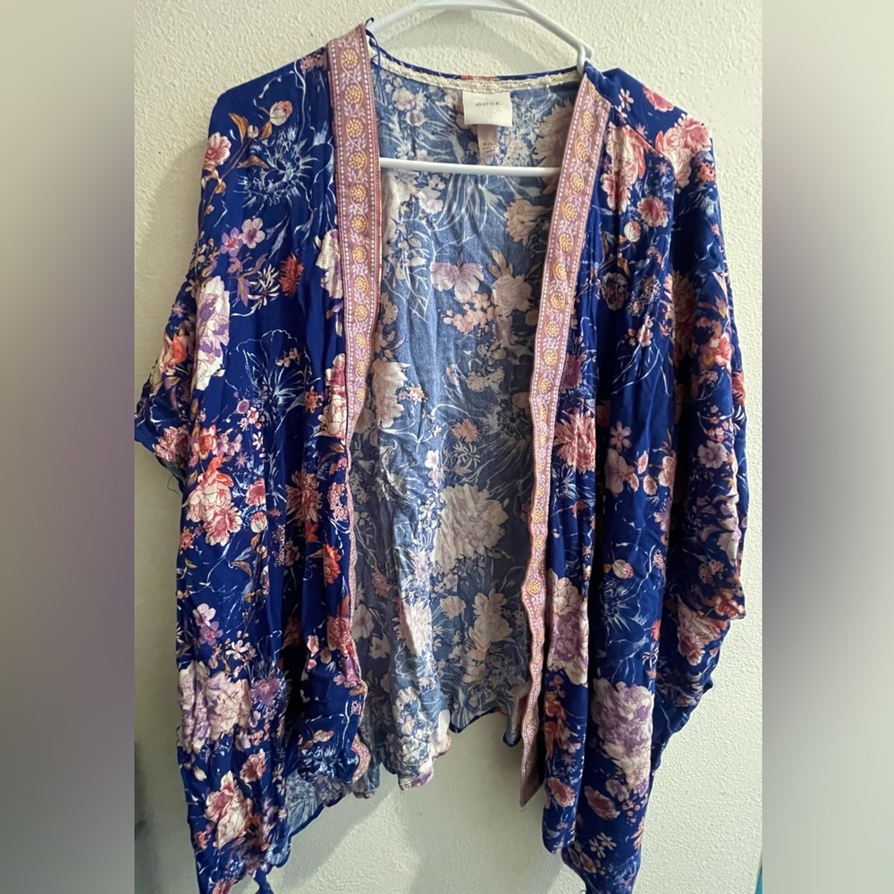 Knox Rose Blue and Pink Floral Cardigan